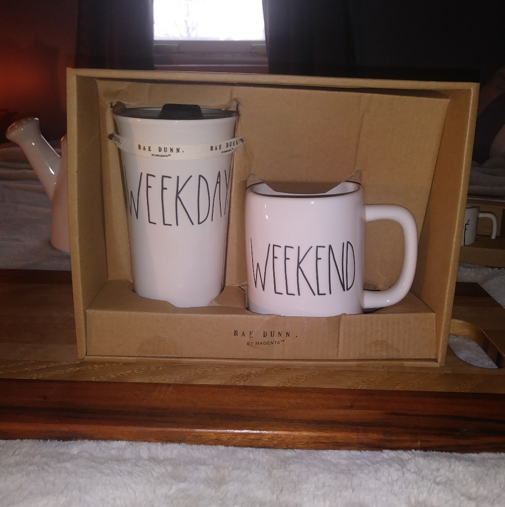 Rae Dunn Weekday Weekend Mug & Lid Travel Tumbler